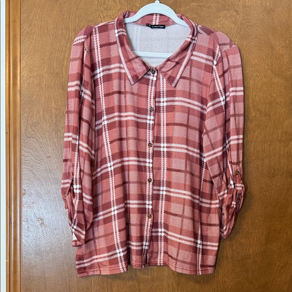 Plaid Button Down Shirt - Pink